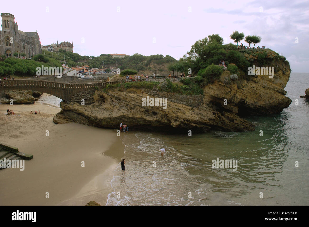 Charakteristische Ansicht des Grande Plage Biarritz Aquitanien Golfe de Gascogne Bucht von Biskaya Atlantik Südwesten Frankreich Europa Stockfoto