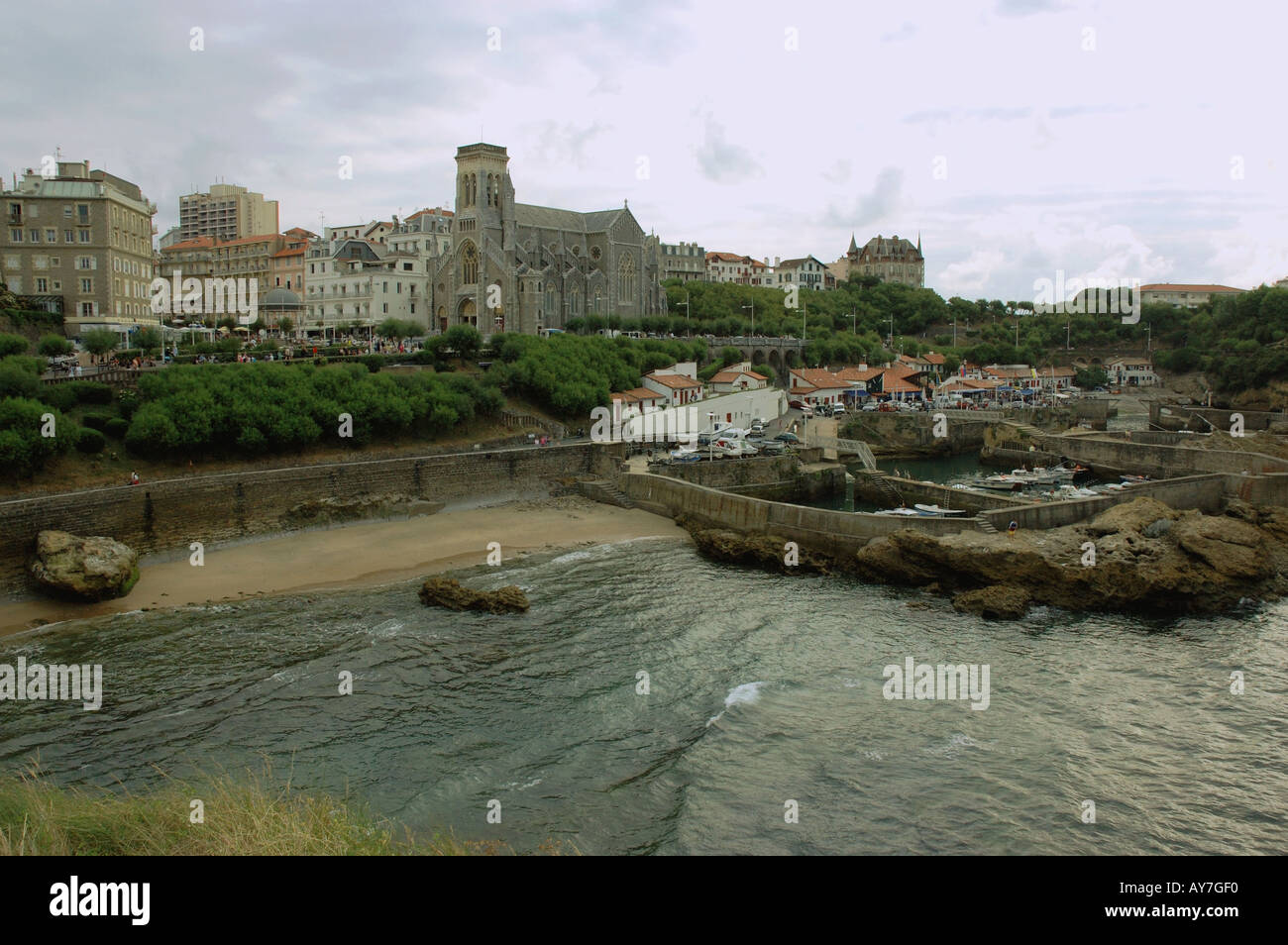 Panorama Blick von Biarritz Port Aquitaine Golfe de Gascogne Bucht von Biskaya Atlantik Südwesten Frankreich Europa Stockfoto