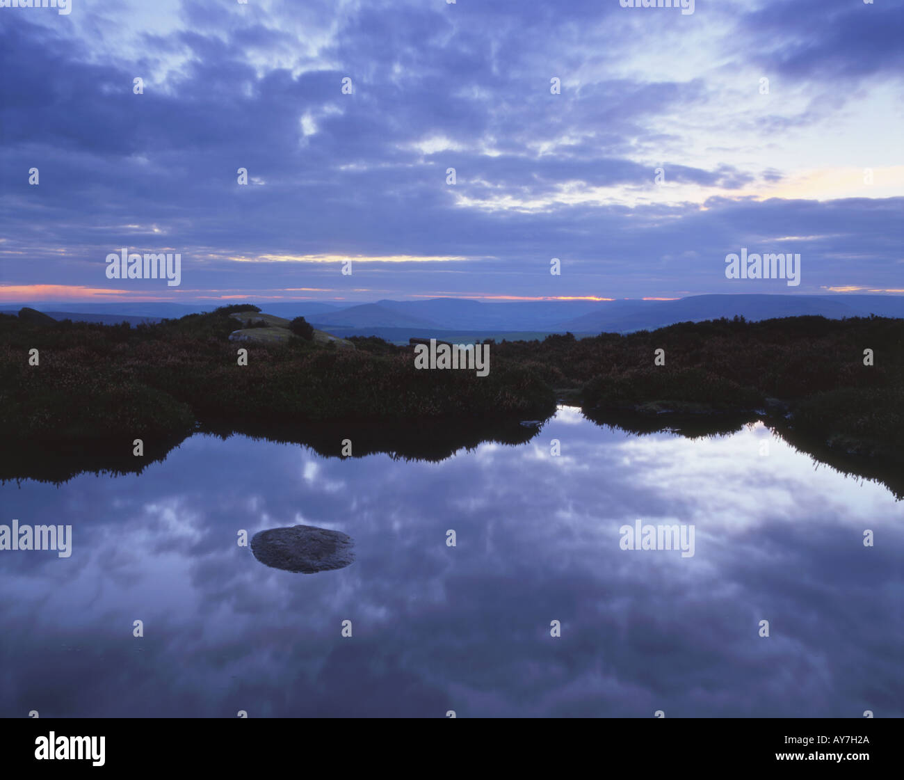 Pfütze auf Derwent Kante am weißen Tor Peak District National Park Derbyshire Stockfoto