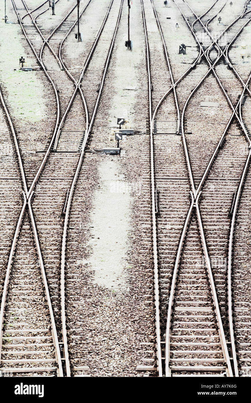 Erhöhten Blick auf Full-Frame-Eisenbahn Spur Stockfoto