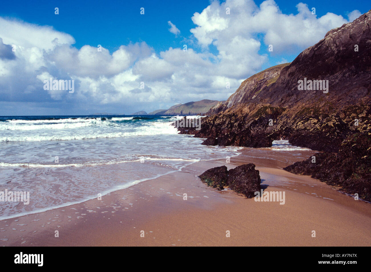 Halbinsel Dingle, county Kerry Irland am Strand in der Nähe von Clogher, head Ryans Tochter Filmset Lage Stockfoto