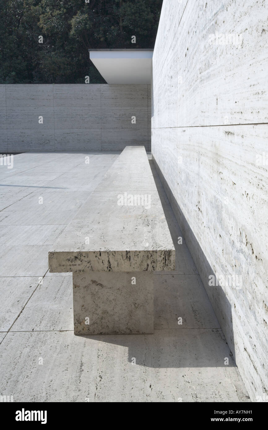 Barcelona-Pavillon, 1929. 1983-1986 umgebaut. Architekt: Mies van der Rohe Stockfoto