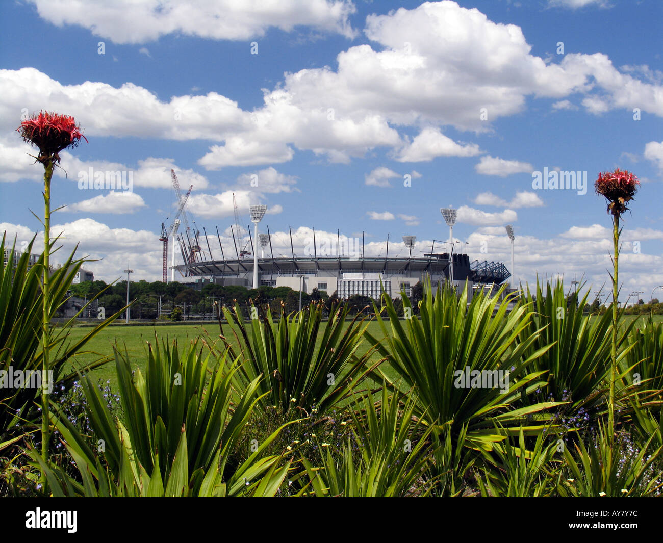 Melbourne Cricket Ground vom Birrarung Marr Park Victoria Australien Stockfoto