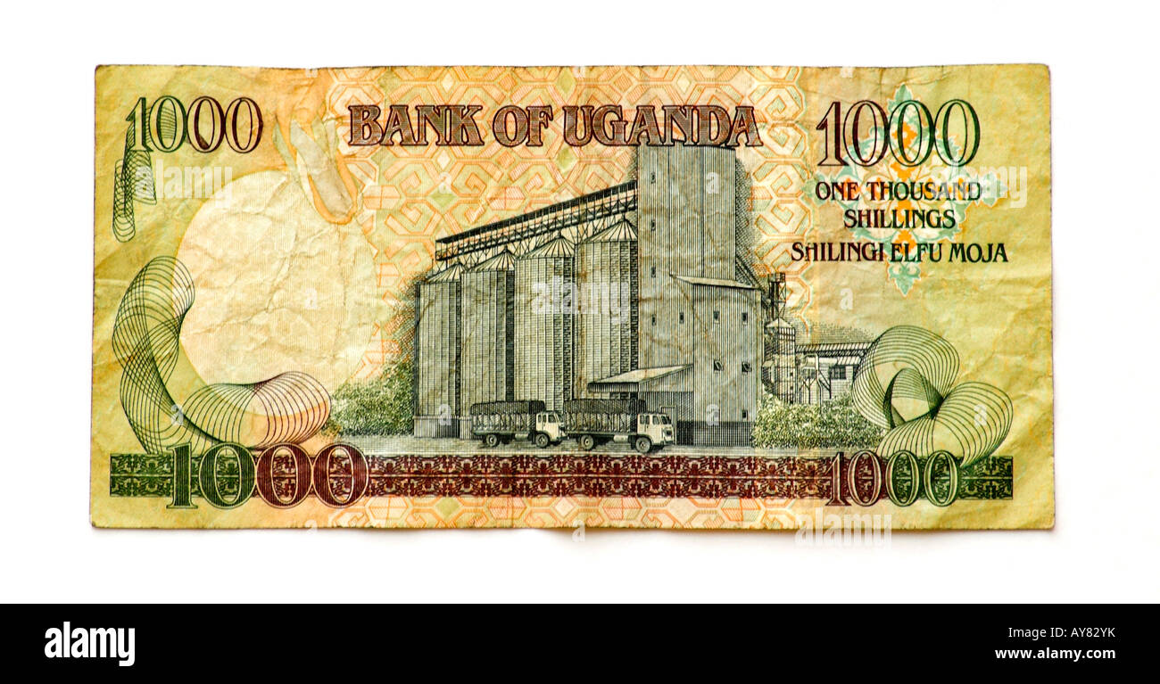 Uganda 1000-Schilling-Banknote Stockfoto