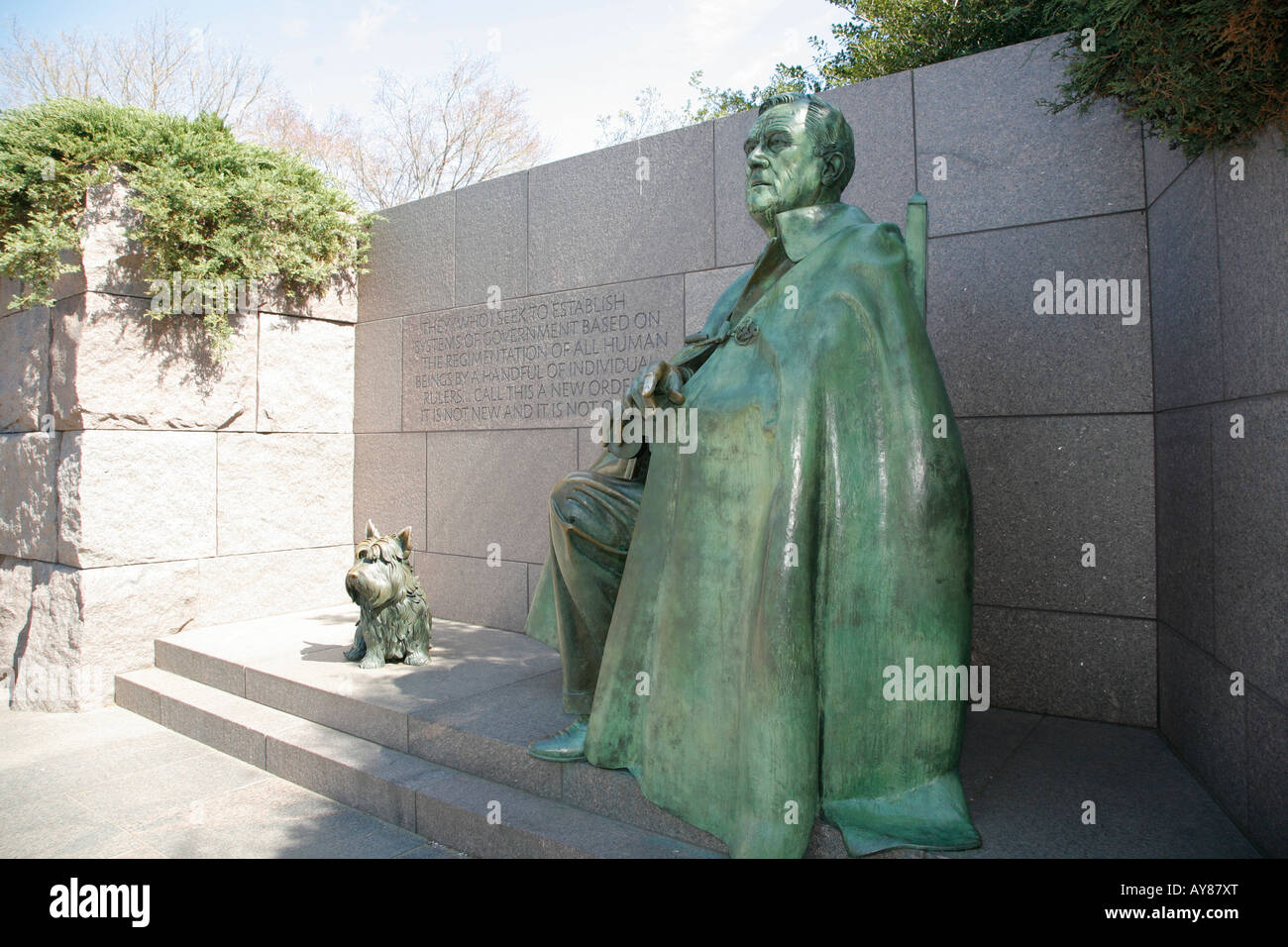 Denkmal für Franklin Delano Roosevelt, Bronzestatue, Washington DC, USA Stockfoto