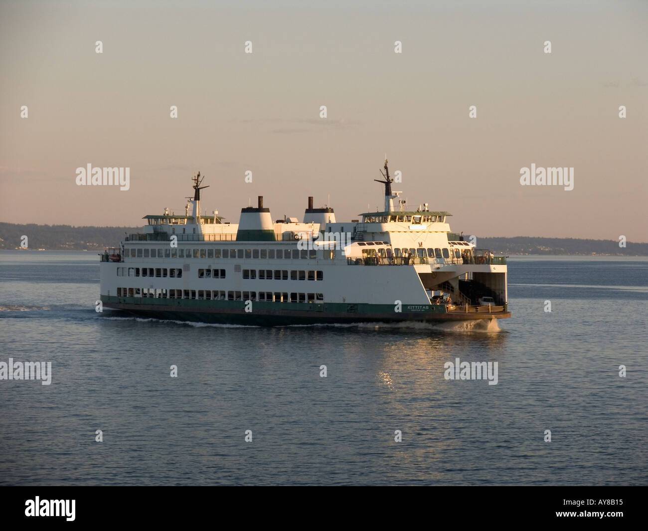 Washington State Fähre überqueren Besitz Sound nahe Whidbey Island Stockfoto