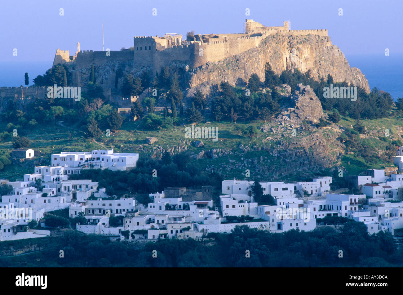 Crusader-Fort-Lindos-Rhodos-Dodekanes-Inseln Griechenland Stockfoto