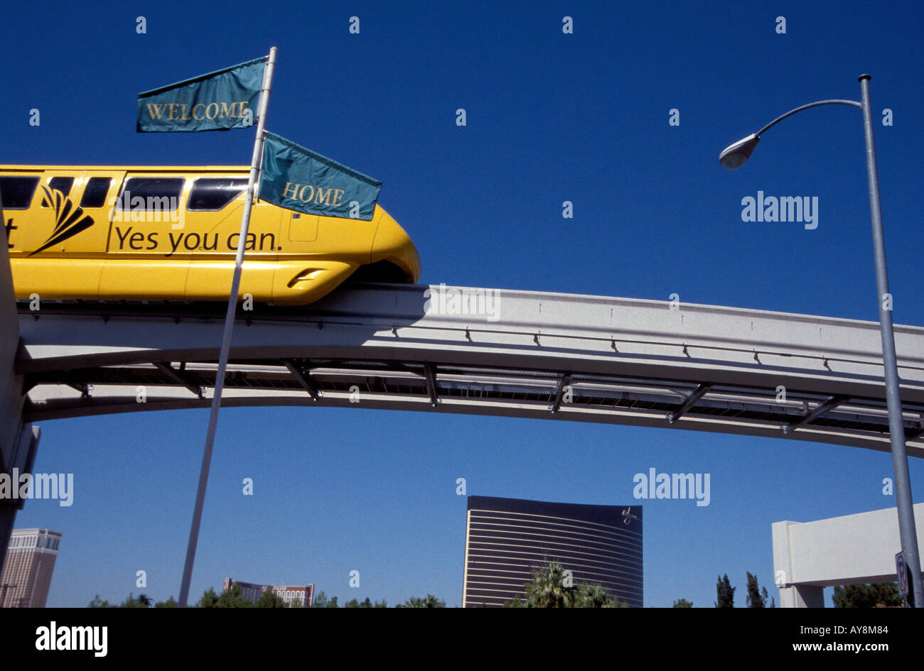 Einschienenbahn ja Wiedersehen Wynn Hotel in Las Vegas NV Nevada Hintergrund Stockfoto