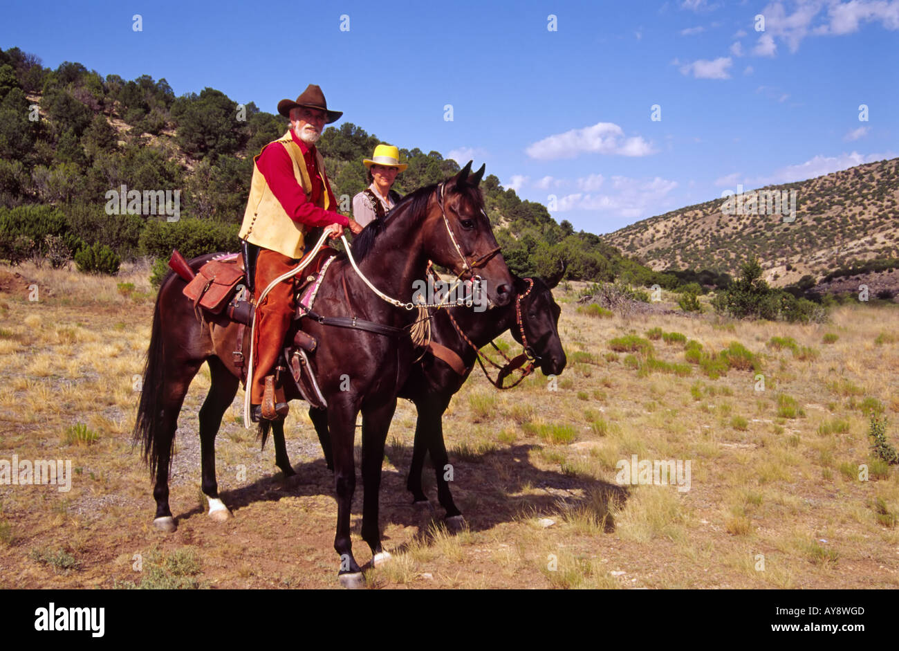 Fahrer zahlen respektiert ihre letzte, James W Bell, getötet von Billy the Kid, in White Oaks, New Mexico. Stockfoto