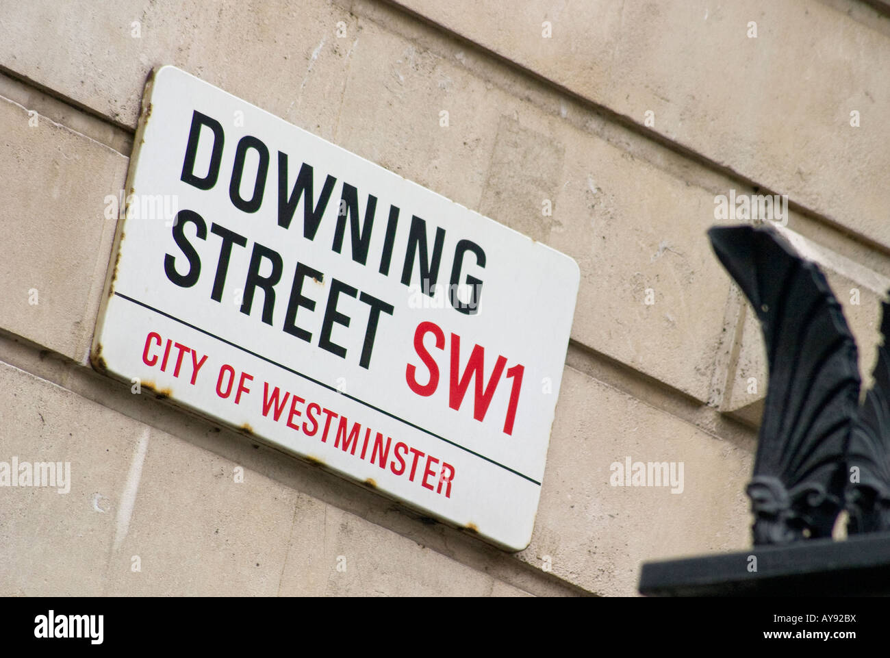 Downing Street Zeichen, Westminster, London Stockfoto