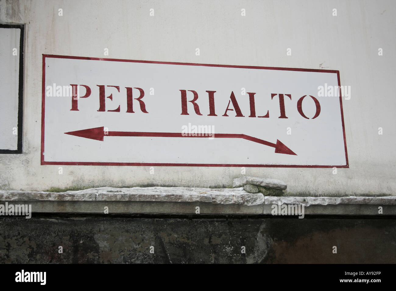 Rialto-Brücke Zeichen, Venedig, Italien, Europa Stockfoto