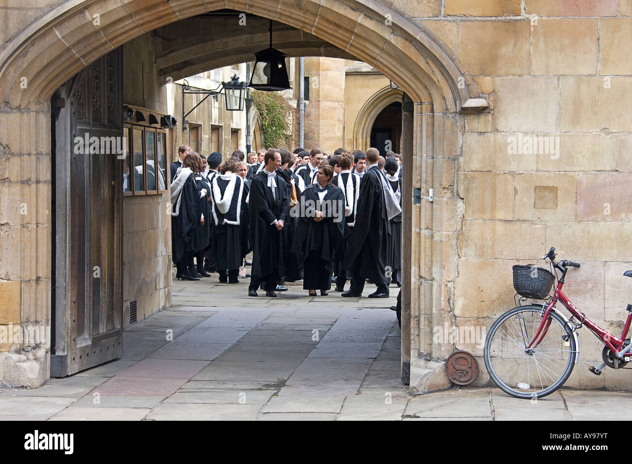 Abschlusstag. Pembroke College. Cambridge. Cambridgeshire. East Anglia. VEREINIGTES KÖNIGREICH. Stockfoto