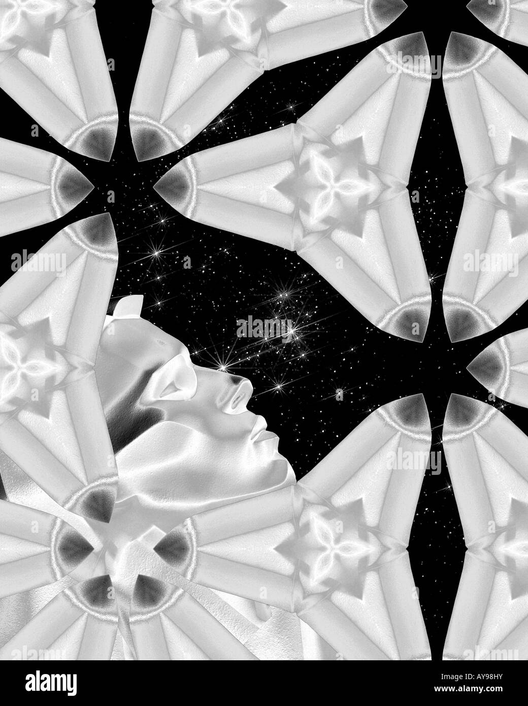 Schaufensterpuppe Kopf und räumliche Zusammenfassung Stockfoto