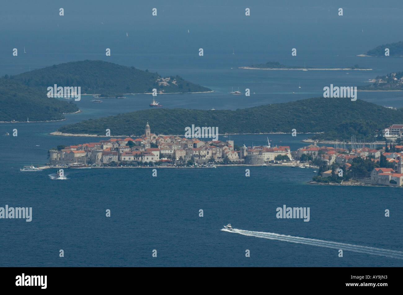 Dubrovnik, Stadtansicht mit Inseln Stockfoto