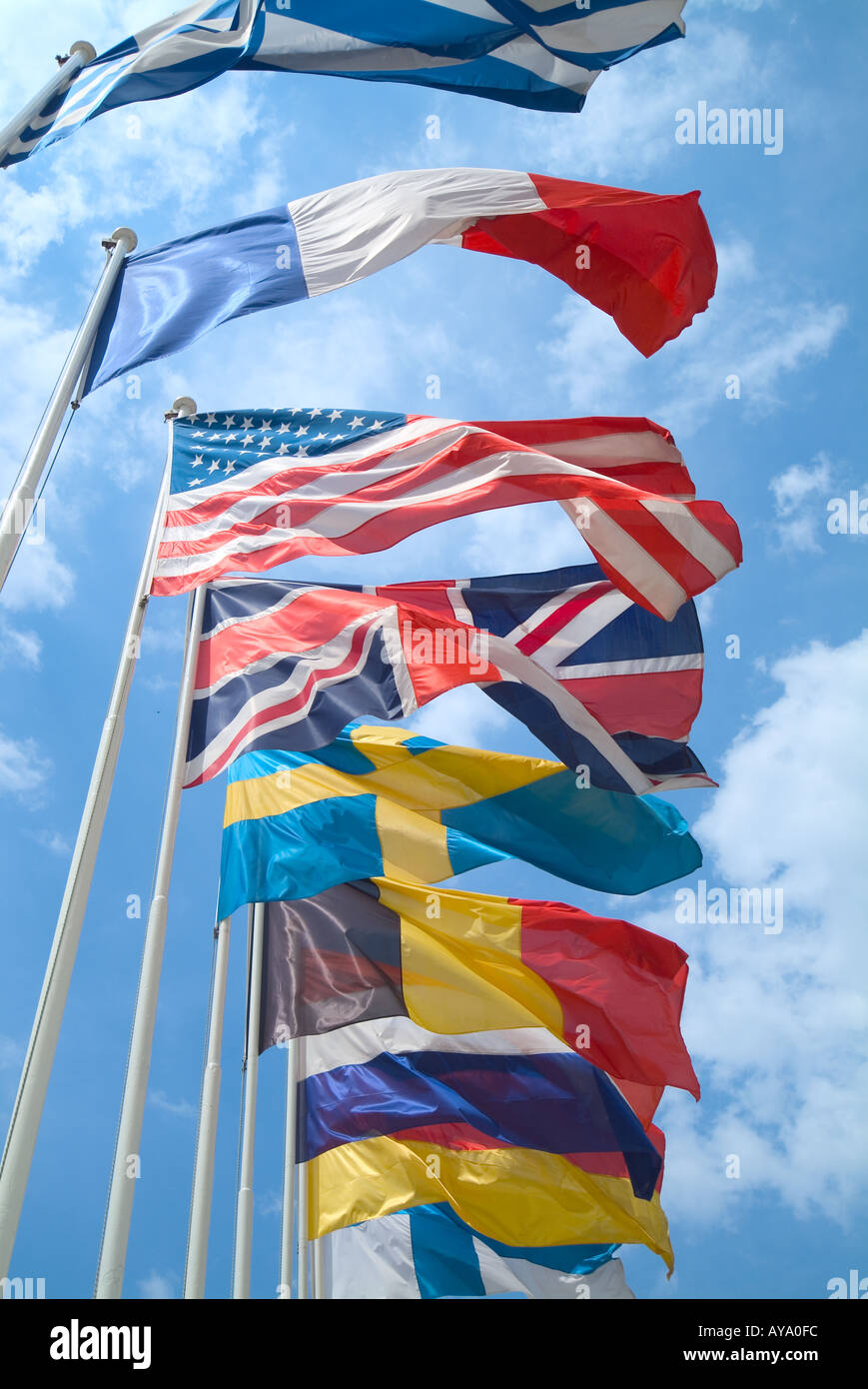 Griechenland internationalen Fahnen Stockfoto