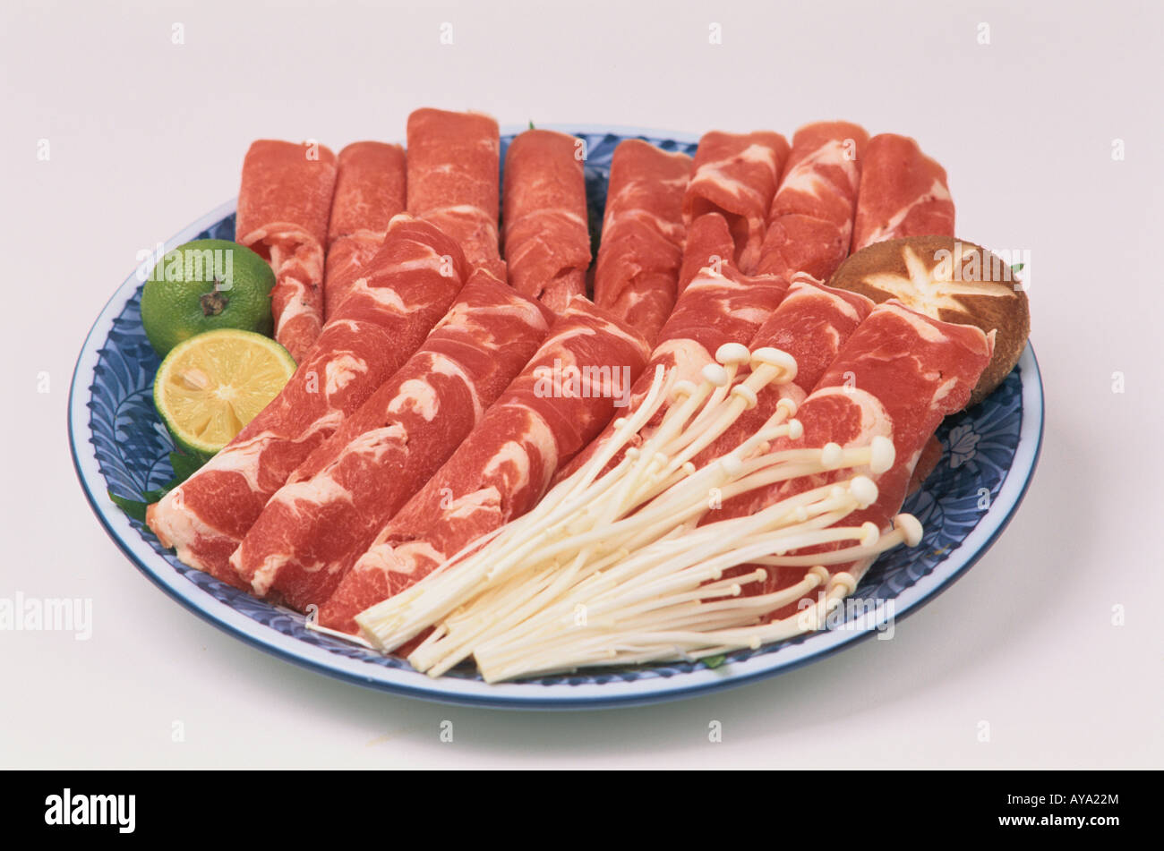 Platte des Shabu Shabu Stockfoto