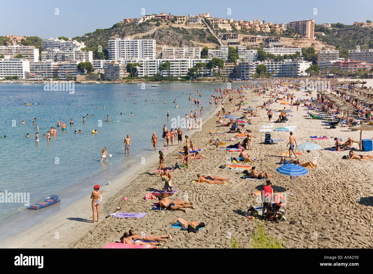 Der Strand von Santa Ponca, Mallorca, Balearen, Spanien Stockfoto