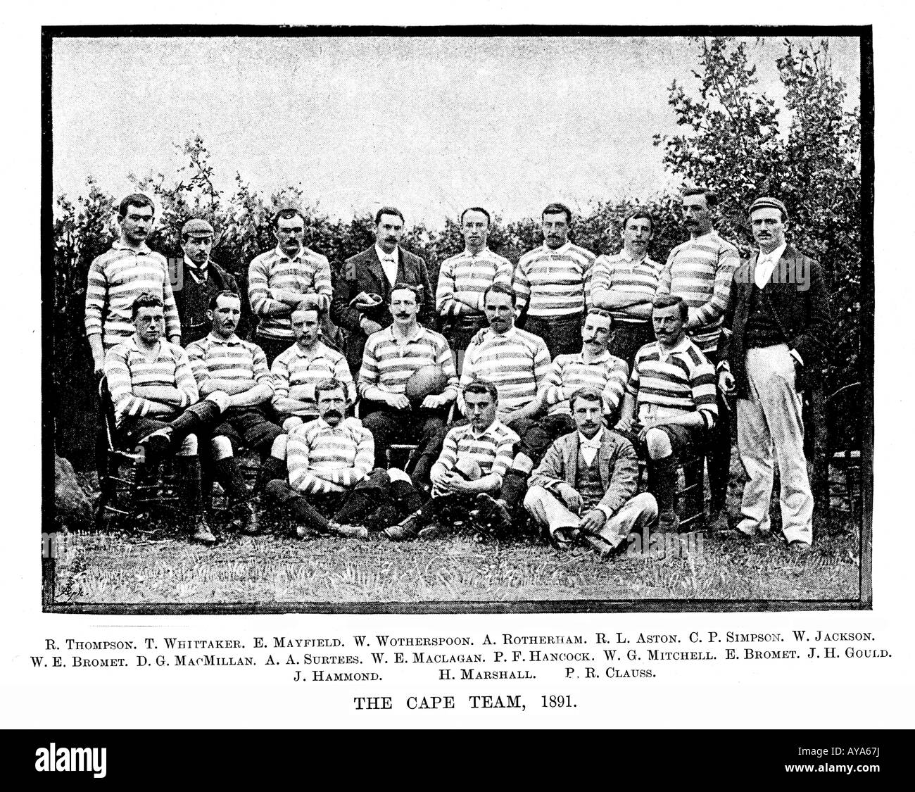 Britische Team, Südafrika, 1891 die erste offizielle Übersee-Tour von der RFU, englischen und schottischen Kapitän von Scot Bill MacLagan Stockfoto