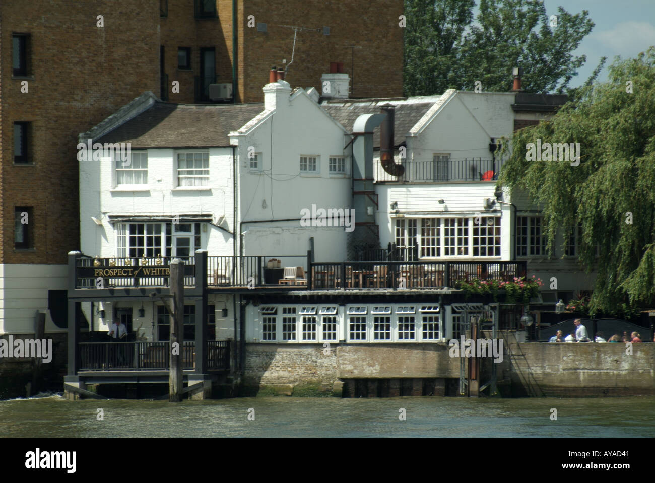 Wapping East London Tower Hamlets Fluss Themse Ufer Prospect of Whitby Gastwirtschaft Stockfoto