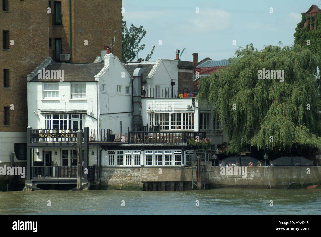 Wapping East London Tower Hamlets Fluss Themse Ufer Prospect of Whitby Gastwirtschaft Stockfoto