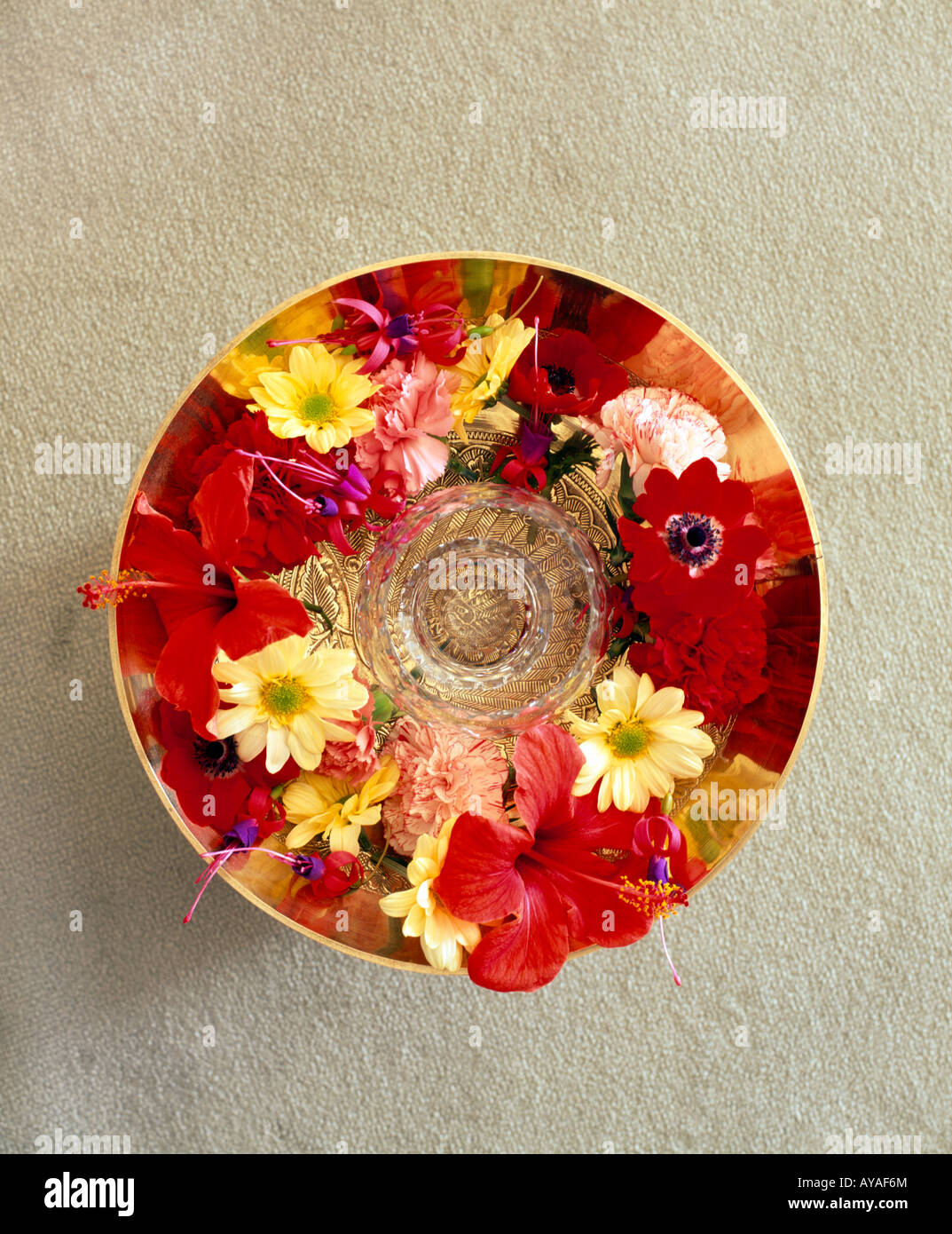 Feng Shui Blumen In Schussel Platz Stockfotografie Alamy