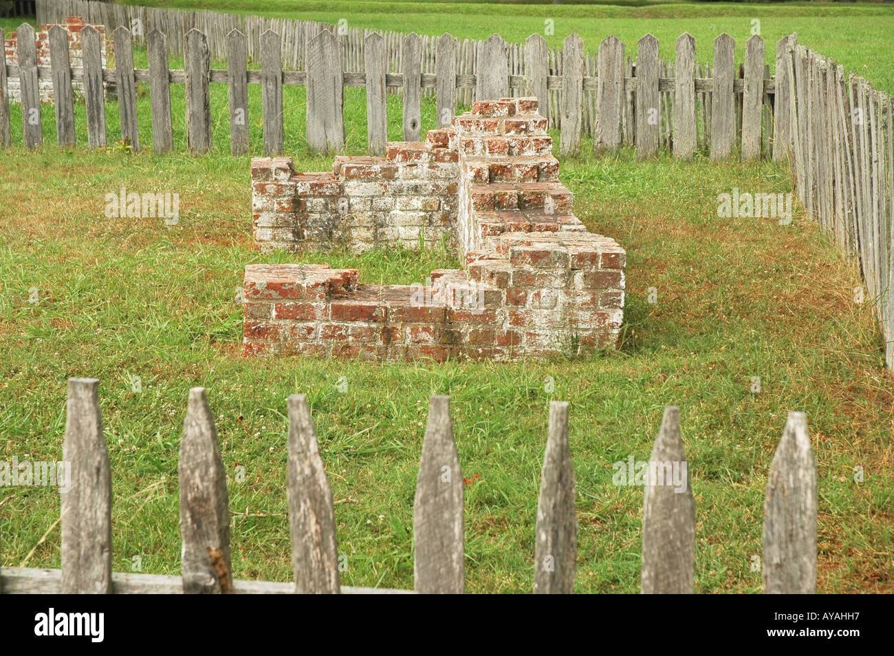 Historischen Jamestown Landung ursprüngliche Siedlung archäologische Ausgrabungen alte Ziegel Stiftung Stockfoto