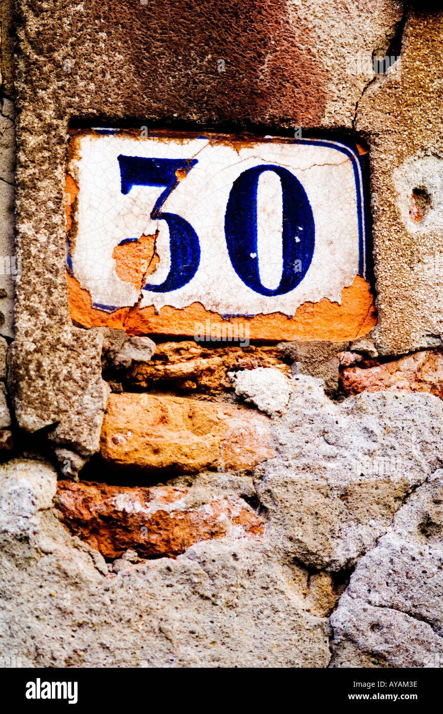 Hausnummer 30 30 Stockfoto