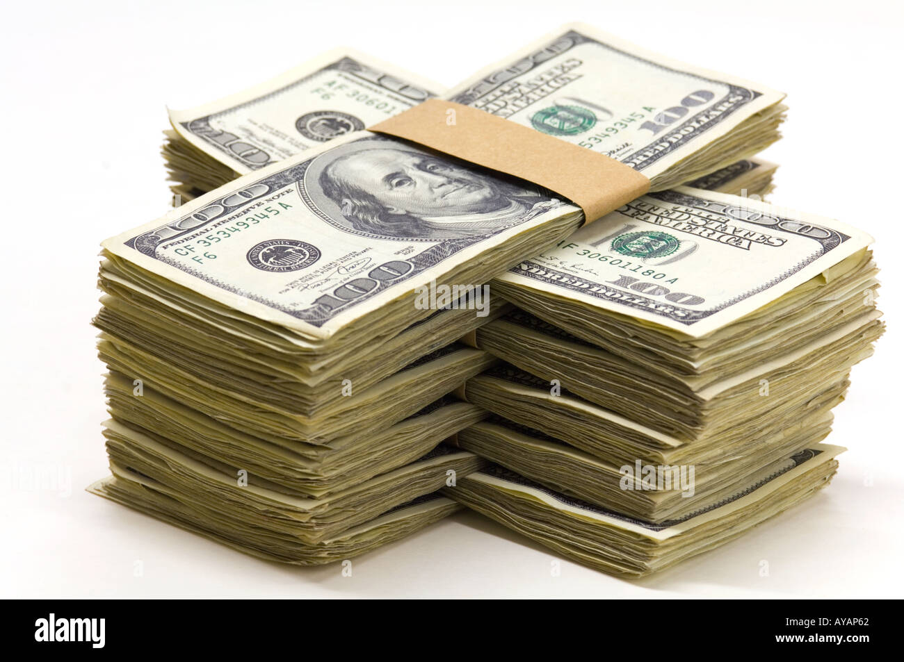 Packungen 100-Dollar-Rechnungen U.S. Konzept Stockfoto