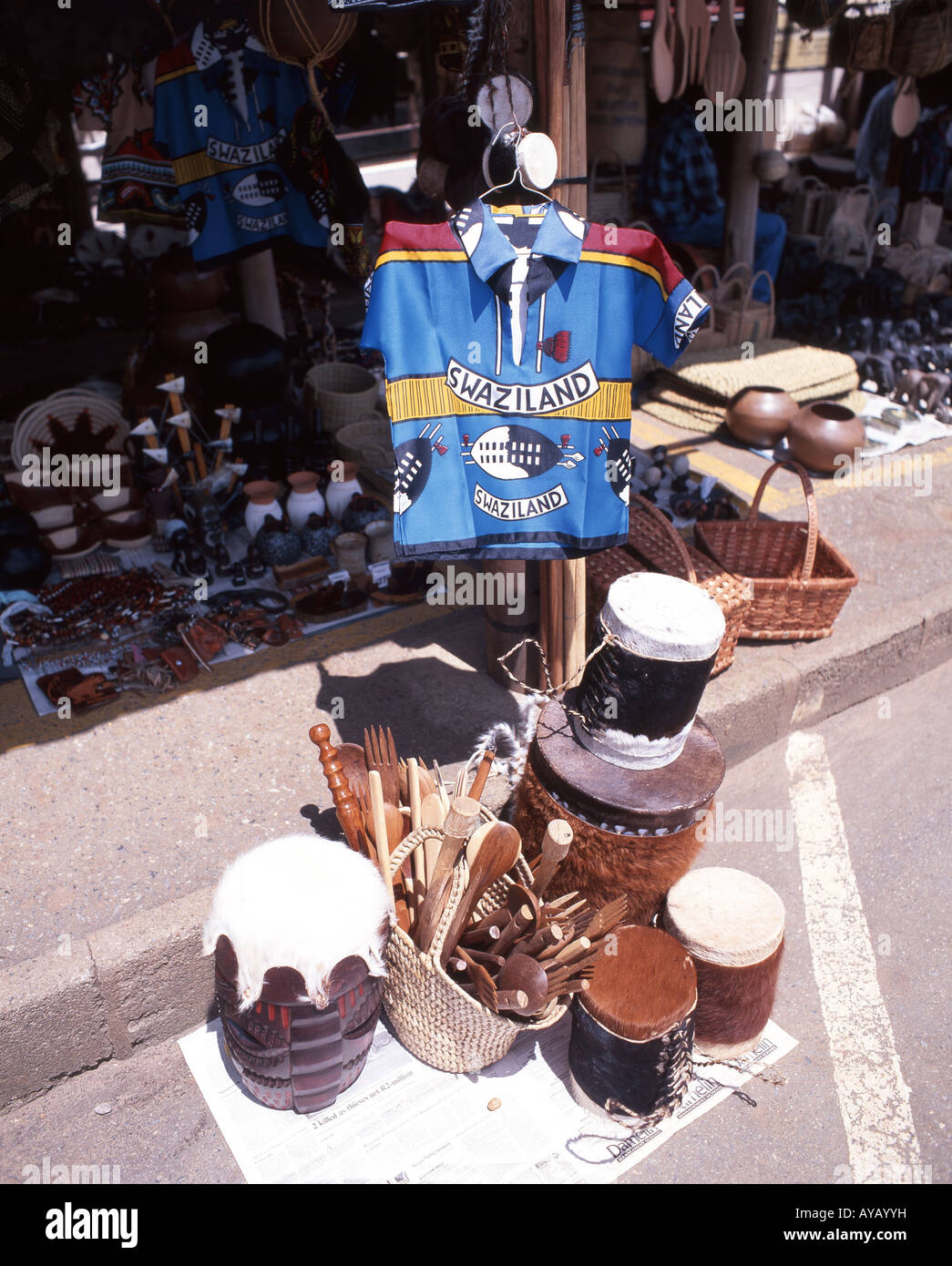 Swazi Souvenirs, Mbabane Market, Mbabane, Hhohho, Eswatini (Swasiland) Stockfoto