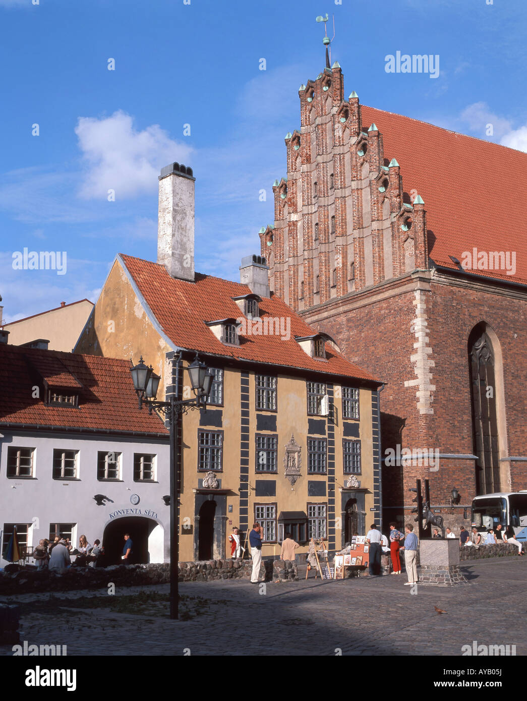 Kleines Quadrat zeigt St.Johannes Kirche, Altstadt, Riga, Lettland Stockfoto