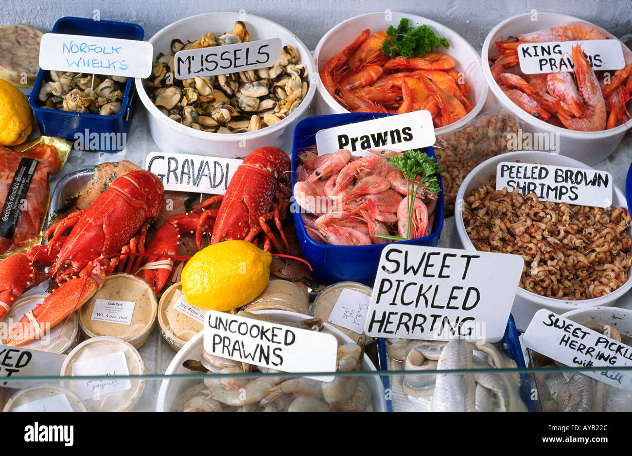 Meeresfrüchte aus Norfolk England Stockfoto