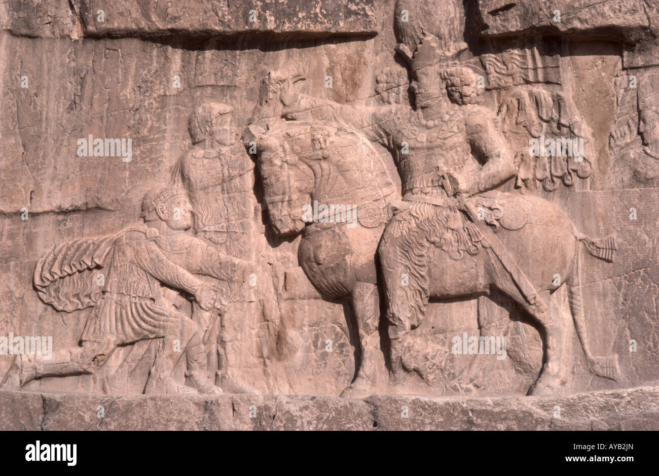 Die sassanidische rock Relief, archäologischen Stätte von Persepolis, Persepolis, Provinz Fars, Islamische Republik Iran Stockfoto