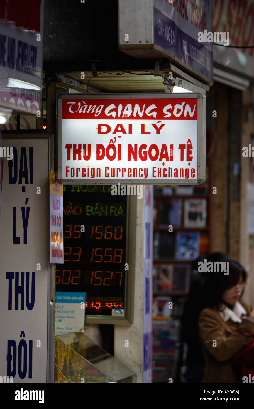 Foreign Currency Exchange Hanoi Nordvietnam Stockfoto