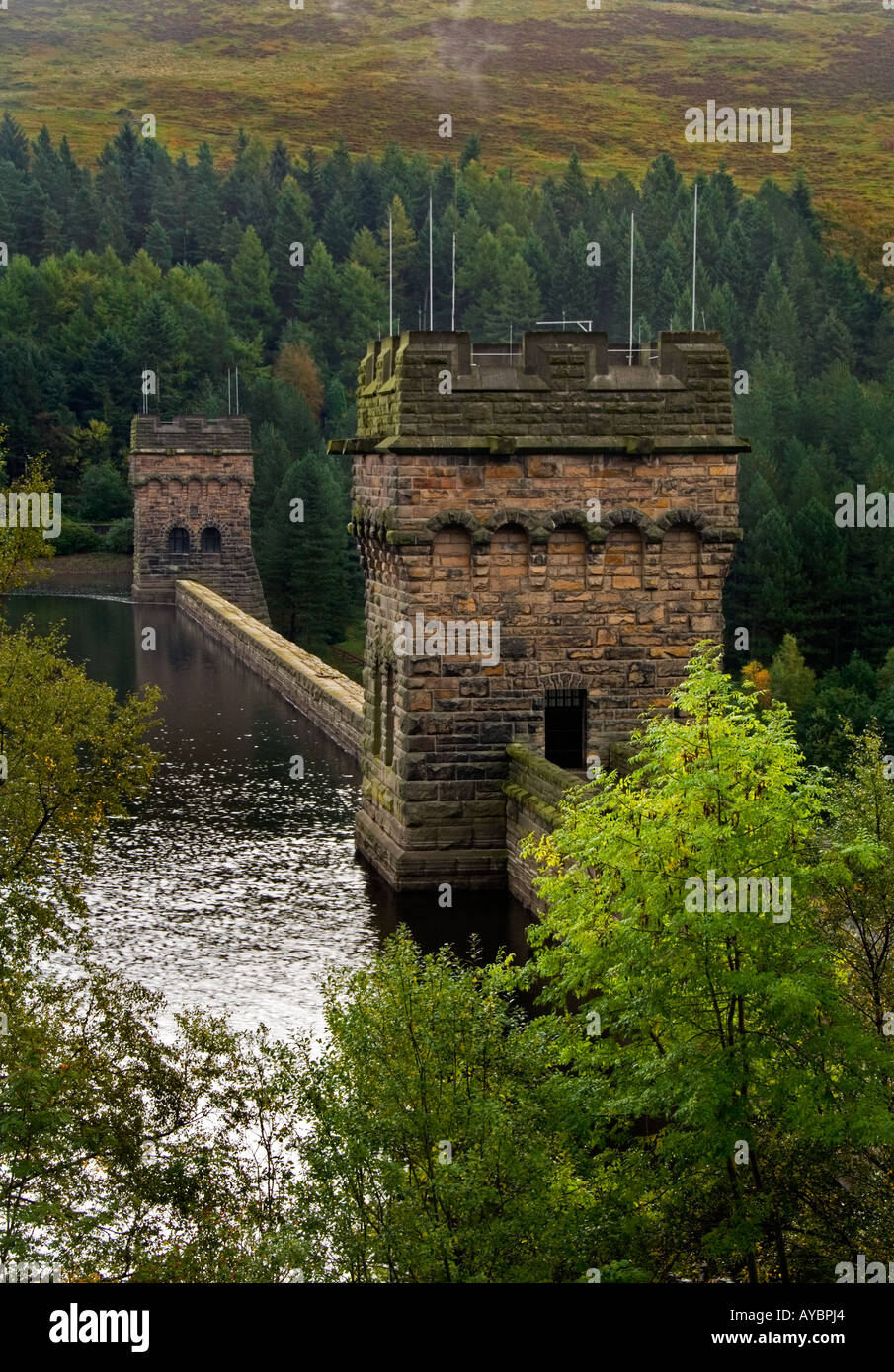 Derwent Damm am Derwent Reservoir, Peak District National Park, Derbyshire, England, Vereinigtes Königreich Stockfoto