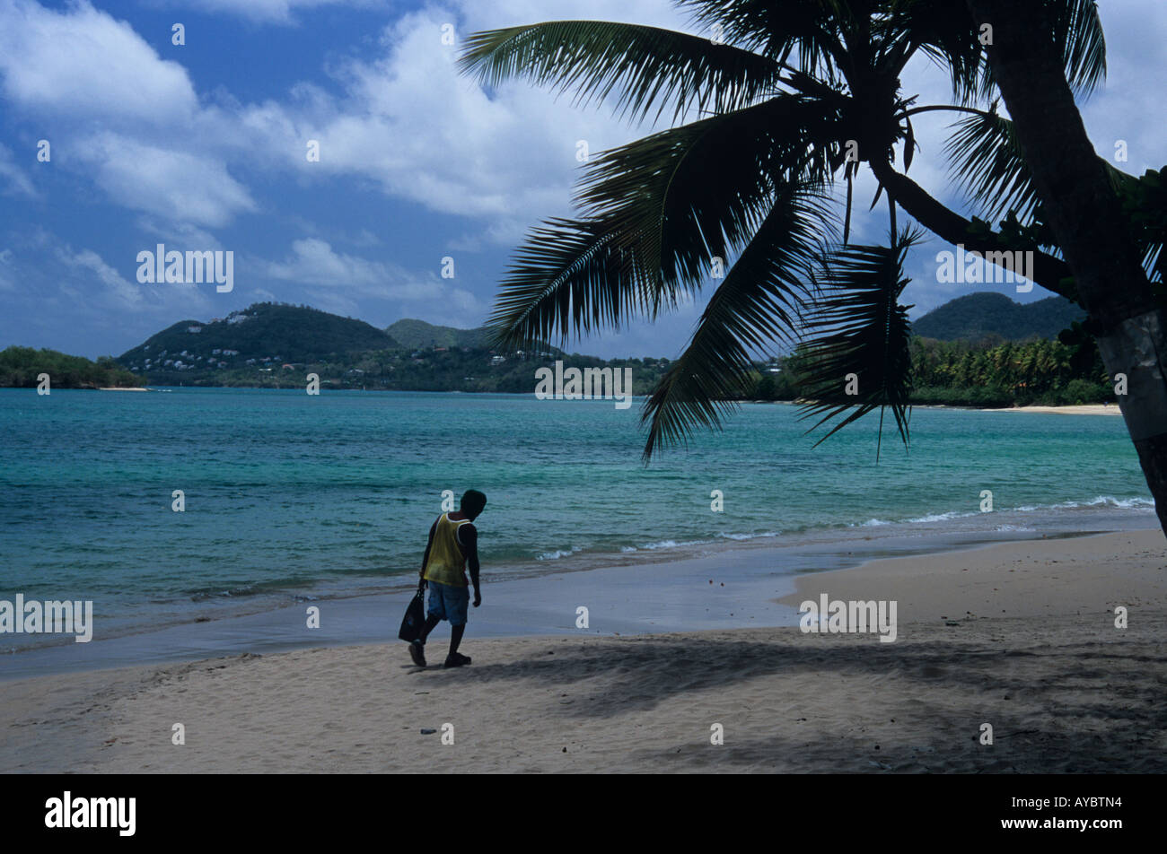 Vigie Beach und Ratte-Insel in der Nähe von Castries, St. Lucia Stockfoto