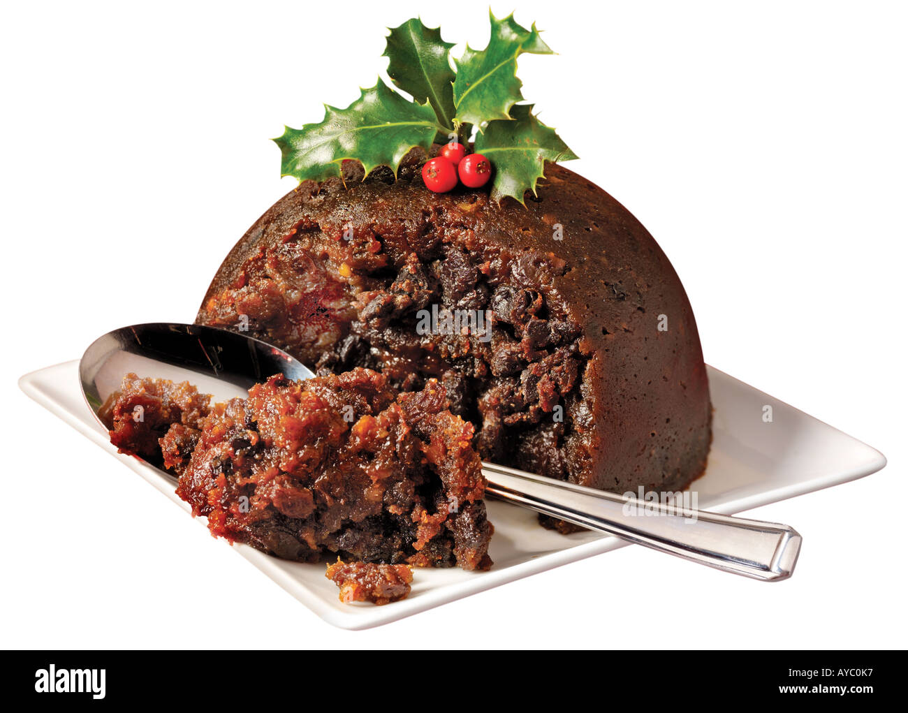 CHRISTMAS PUDDING / AUSSCHNEIDEN Stockfoto