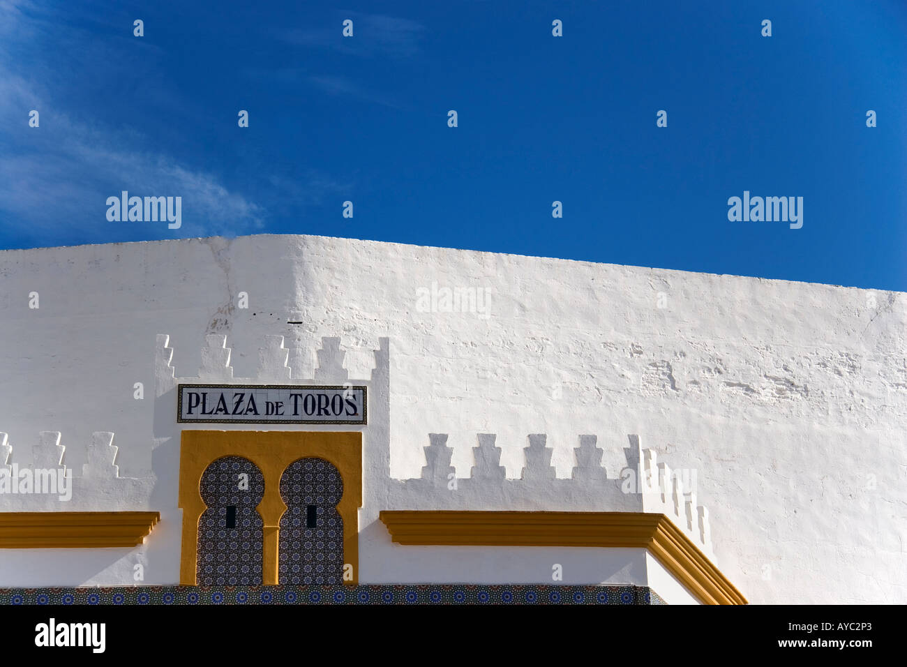 Die maurischen Stil von der Stierkampfarena Plaza de Toros in Ayamonte Spanien Stockfoto