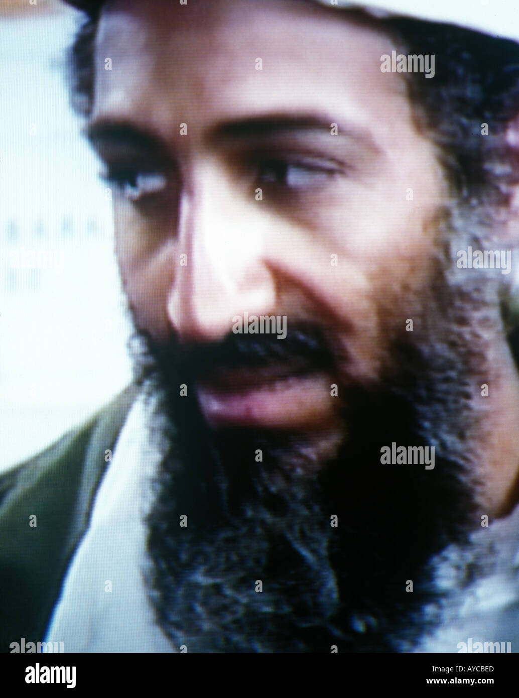 TV-Aufzeichnung von Osama Bin Laden Stockfoto