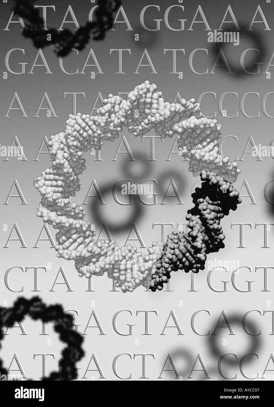 DNA-Helix Plasmid mit kodierende Gen mit den genetischen Code im Hintergrund Stockfoto