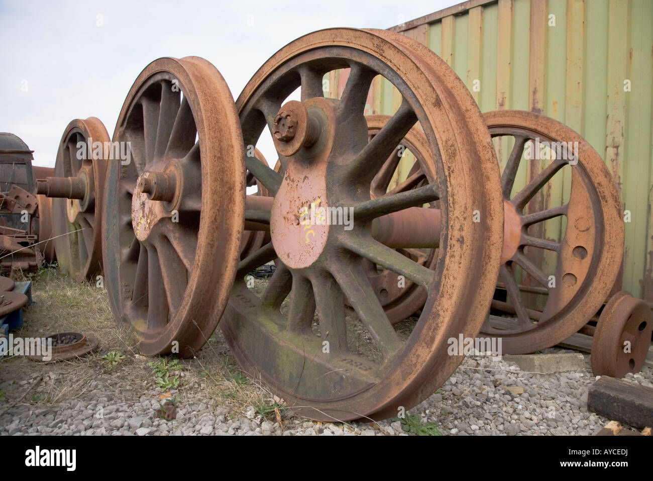 Rostige Dampf Lok Antriebsräder Stockfoto