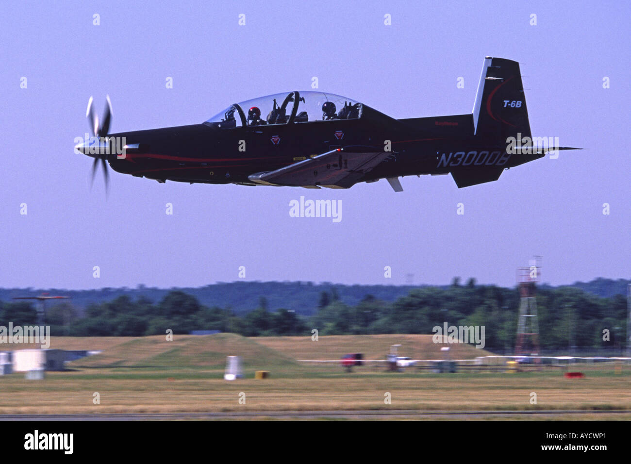 Raytheon (Hawker Beechcraft) T-6 Texan II auf dem Display auf der Farnborough International Airshow, UK Stockfoto