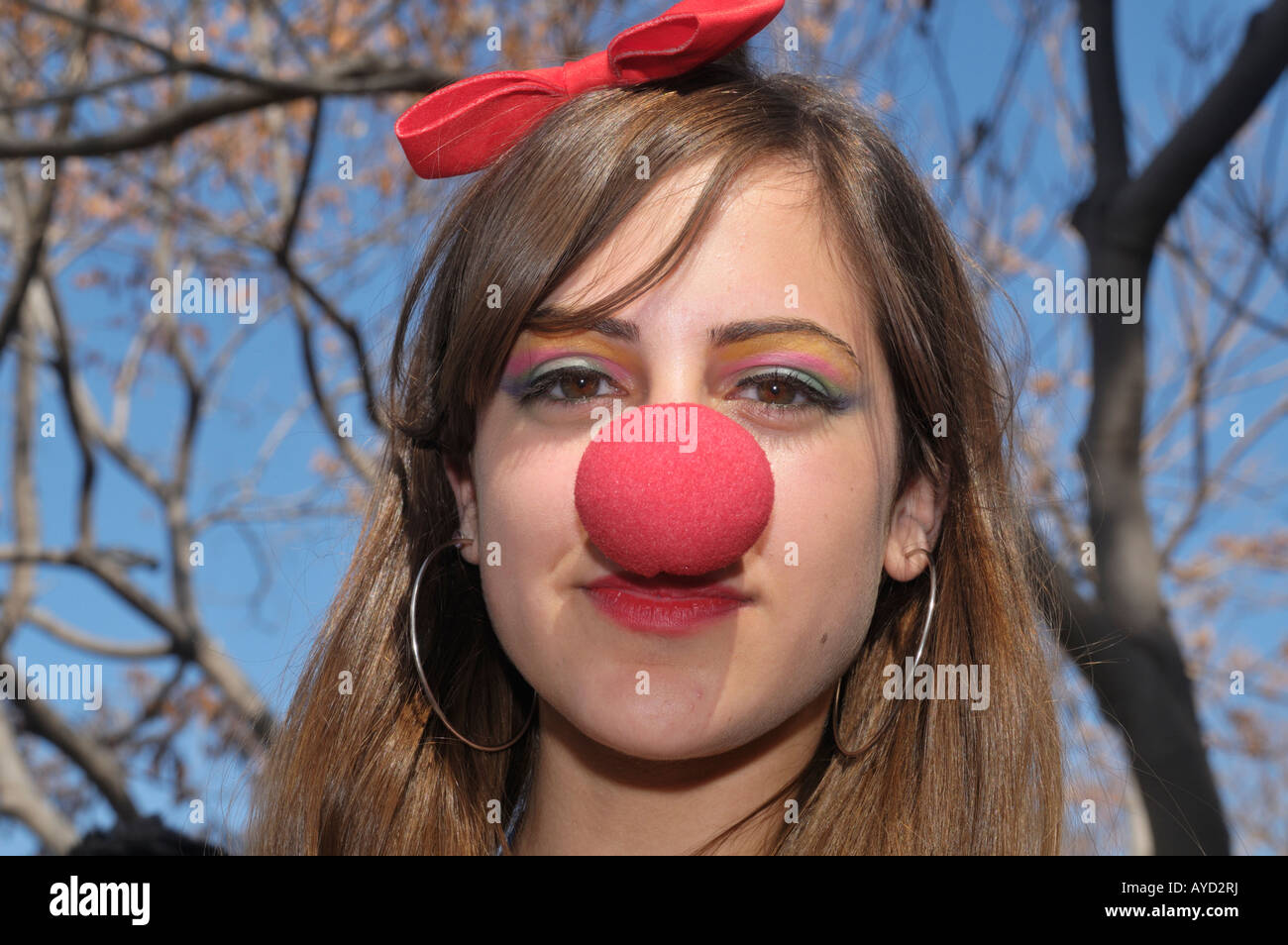 Israel Tel Aviv Purim Feier März 2008 Nahaufnahme eines 17 jährigen Teen Clown Stockfoto