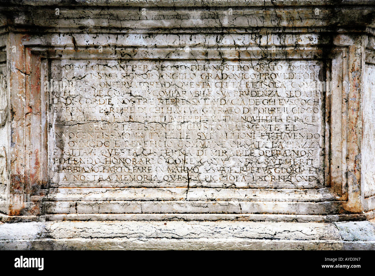Lateinische Inschrift, Stadt Krk, Insel Krk, Kroatien Stockfoto