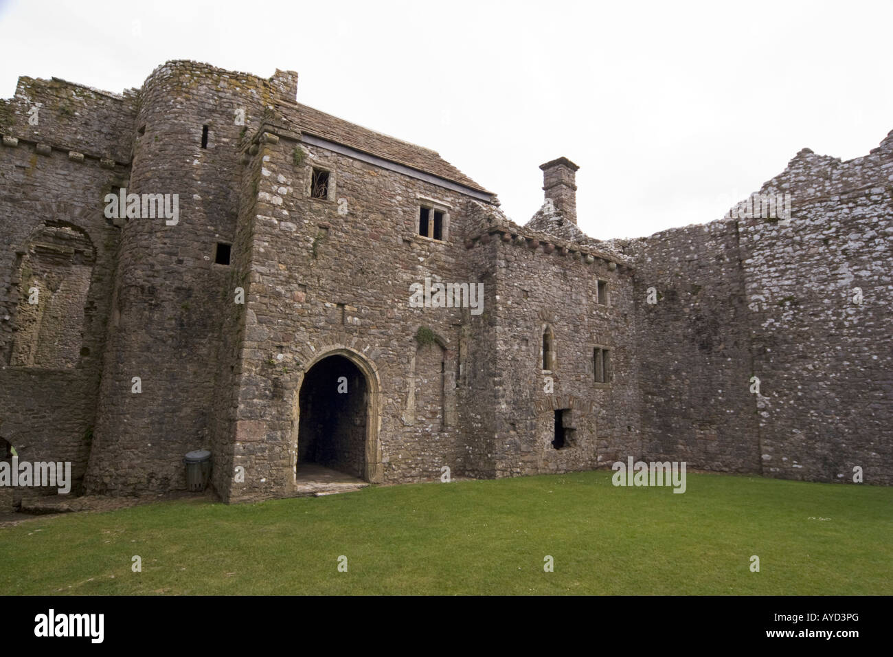 Weobley Llanrhidian Marsh Gower Halbinsel Wales Schlosshof Veranda Stockfoto