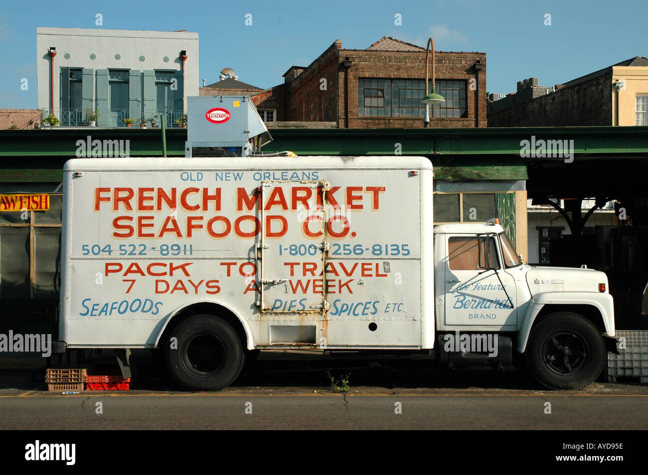 New Orleans French Market LKW Werbung Louisiana LA Stockfoto