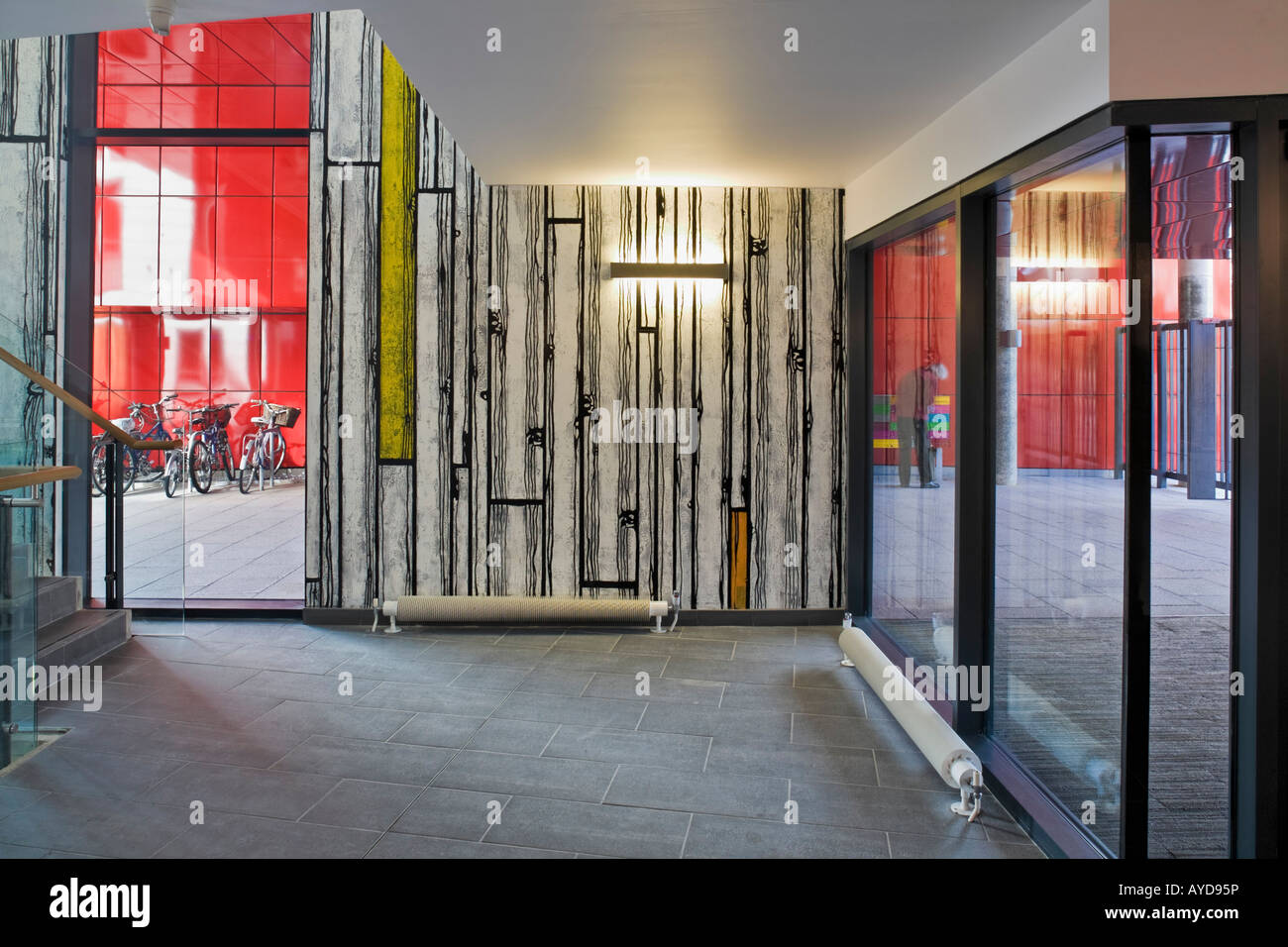 Adelaide Wharf Schlüssel Arbeiter Apartments, Shoreditch, London, innen Eingangshalle Stockfoto