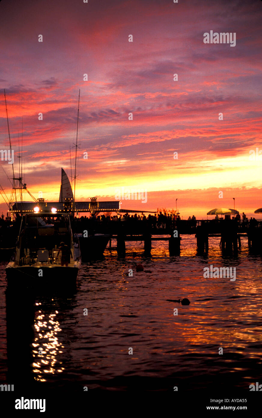 Key West FL Florida sunset Feier am pier Stockfoto