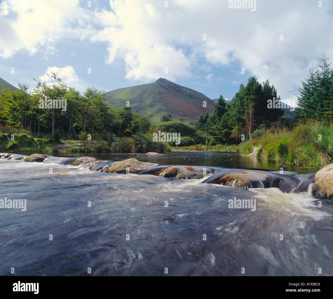 mäandernden Gebirgsbach überrollen Trittsteine in Irlands unberührte Landschaft Stockfoto
