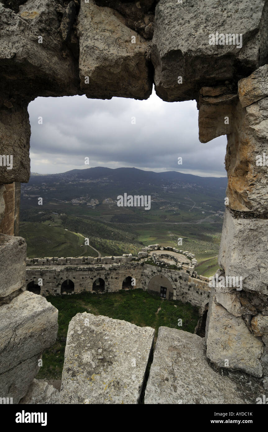 Im Inneren der "Krak des Chevaliers", eine mittelalterliche Burg, die von den Kreuzfahrern, einer wichtigen historischen und touristischen Wahrzeichen in Syrien eingesetzt. Stockfoto