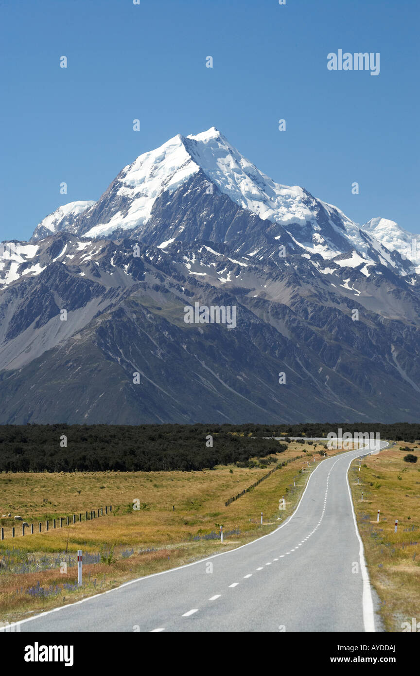 Weg zur Aoraki Mount Cook Mackenzie Country South Canterbury Südinsel Neuseeland Stockfoto